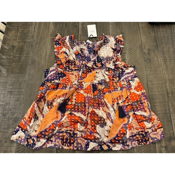 THML TOP, Orange Purple, red, white, LARGE - Picture 1 of 3
